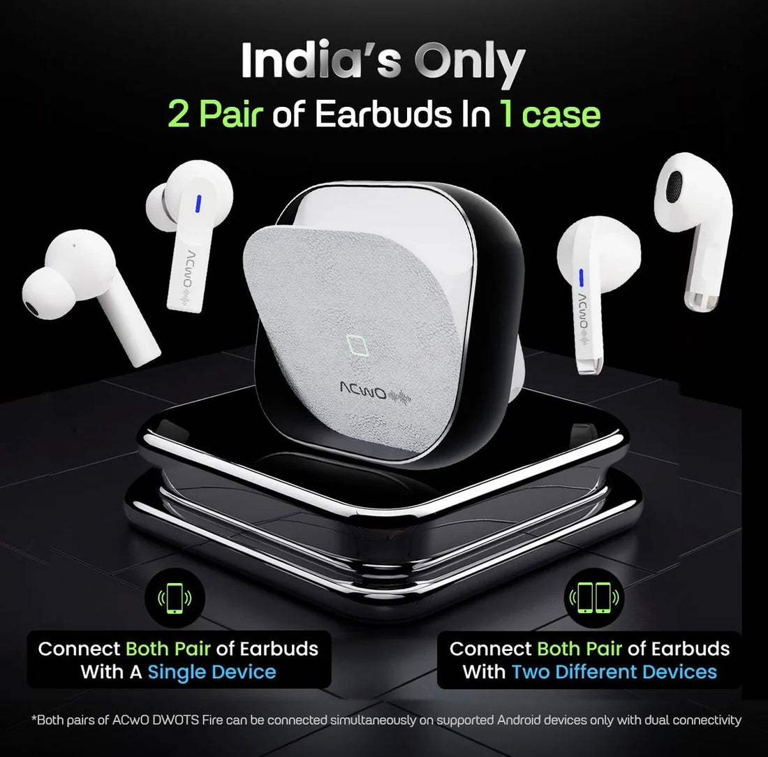 Touch Screen Wireless Earbuds, Bluetooth 5.4 Ear Buds With These Earbuds doesn't go inside your ear sound amazing DWOTS Fire ~ 4 earbuds in 1 case!